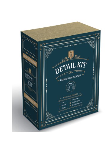 DETAIL KIT 상자. Design your cocktail 문구와 구성품 목록